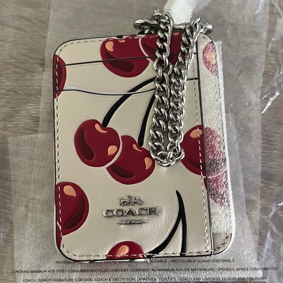 Coach Zip Card Case With Cherry Print - Picture 4 of 4